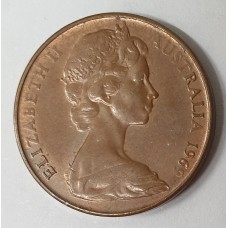 AUSTRALIA 1969 . TWO 2 CENTS COIN . ERROR . SOFT STAMPING IN THE LEGEND